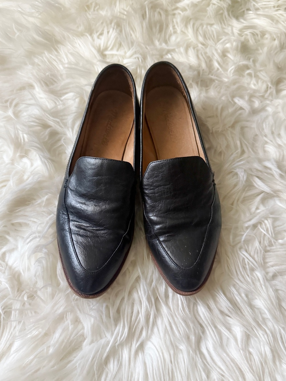 Madewell Francis Black Leather Loafers Pointed Toe Size 7.5